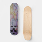 abstracte meerkleurige roze pooiemdame retro skateboard (Voorkant)