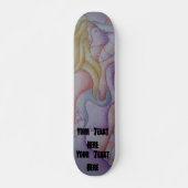 abstracte meerkleurige roze pooiemdame retro skateboard (Voorkant)