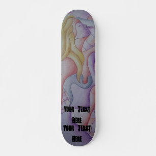 abstracte meerkleurige roze pooiemdame retro skateboard