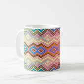 Abstracte meerkleurige strepen en bladeren koffiemok (Voorkant links)