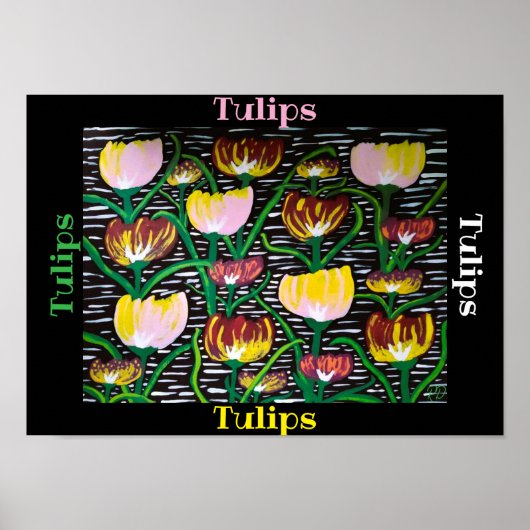 Abstracte meerkleurige tulpen poster (Voorkant)