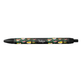 Abstracte Meerkleurige Tulpen Zwarte Inkt Pen