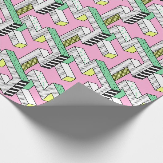 Abstracte Memphis: 80s geometrische vormen. Cadeaupapier (Hoek)