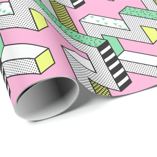 Abstracte Memphis: 80s geometrische vormen. Cadeaupapier (Rol Hoek)