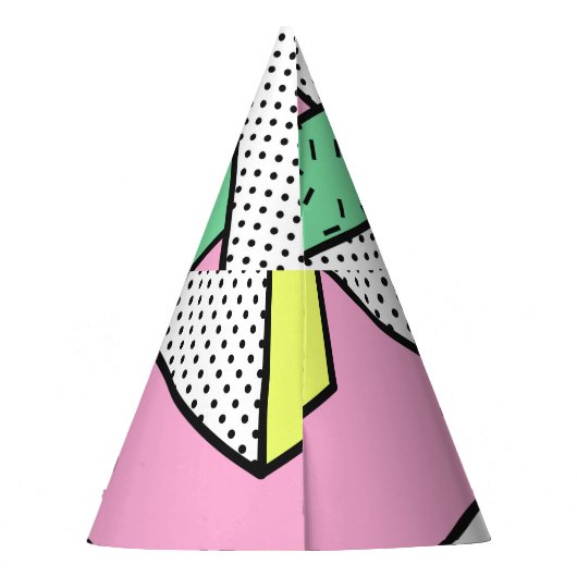 Abstracte Memphis: 80s geometrische vormen. Feesthoedjes (Achterkant)