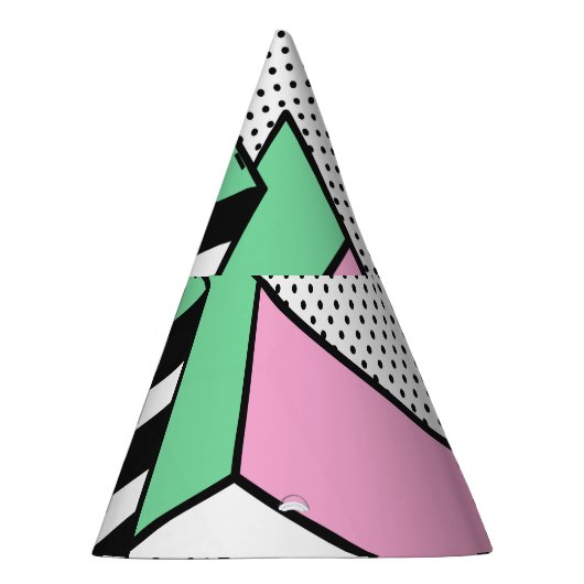 Abstracte Memphis: 80s geometrische vormen. Feesthoedjes (Rechts)