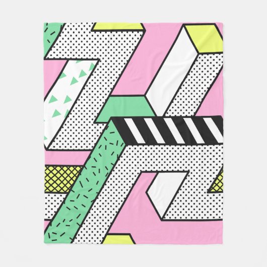 Abstracte Memphis: 80s geometrische vormen. Fleece Deken (Voorkant)