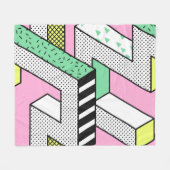 Abstracte Memphis: 80s geometrische vormen. Fleece Deken (Voorkant (Horizontaal))