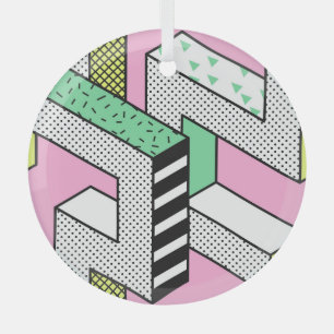 Abstracte Memphis: 80s geometrische vormen. Glas Ornament