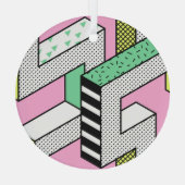 Abstracte Memphis: 80s geometrische vormen. Glas Ornament (Achterkant)