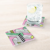 Abstracte Memphis: 80s geometrische vormen. Glazen Onderzetter (Schuin)