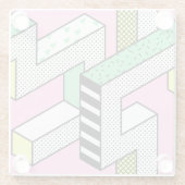 Abstracte Memphis: 80s geometrische vormen. Glazen Onderzetter (Achterkant)