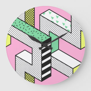 Abstracte Memphis: 80s geometrische vormen. Grote Klok