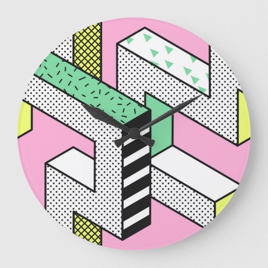 Abstracte Memphis: 80s geometrische vormen. Grote Klok (Voorkant)