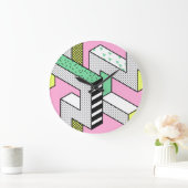 Abstracte Memphis: 80s geometrische vormen. Grote Klok (Huis)