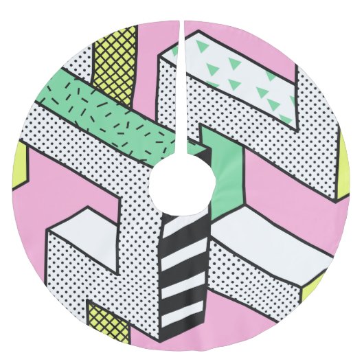 Abstracte Memphis: 80s geometrische vormen. Kerstboom Rok (Voorkant)