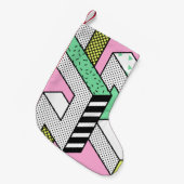 Abstracte Memphis: 80s geometrische vormen. Kleine Kerstsok (Voorkant (Hangend))