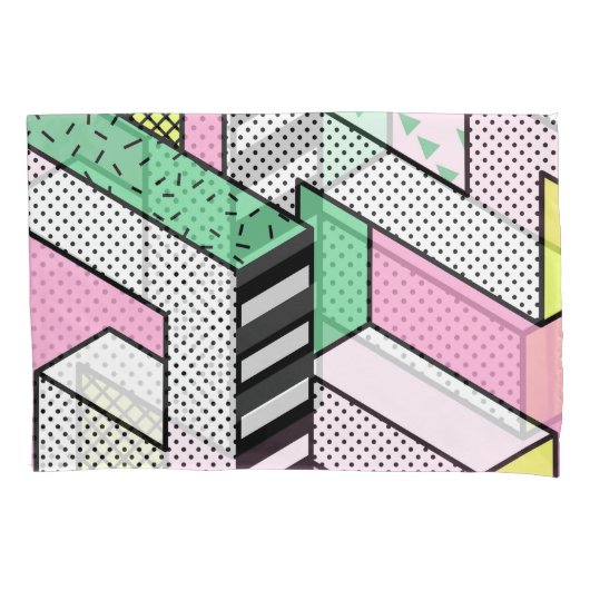 Abstracte Memphis: 80s geometrische vormen. Kussensloop (Voorkant)