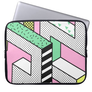 Abstracte Memphis: 80s geometrische vormen. Laptop Sleeve