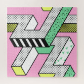 Abstracte Memphis: 80s geometrische vormen. Legpuzzel (Horizontaal)
