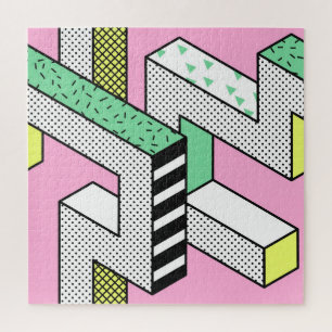 Abstracte Memphis: 80s geometrische vormen. Legpuzzel