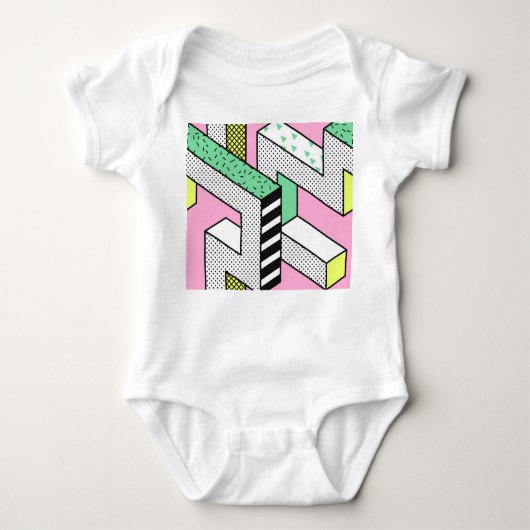 Abstracte Memphis: 80s geometrische vormen. Romper (Voorkant)