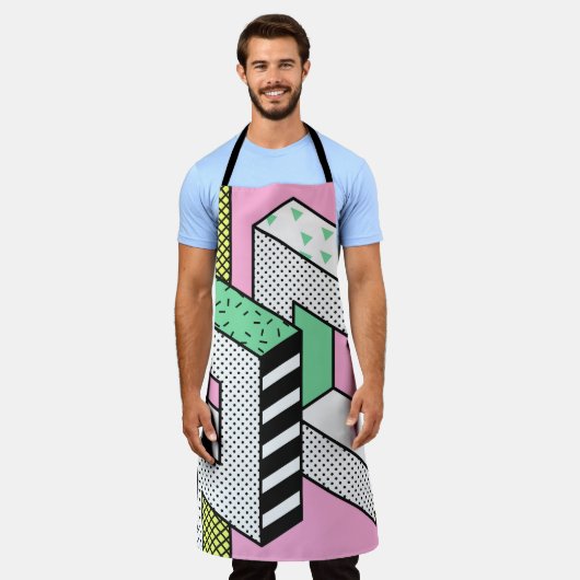 Abstracte Memphis: 80s geometrische vormen. Schort (Gedragen)