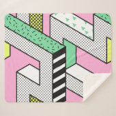 Abstracte Memphis: 80s geometrische vormen. Sherpa Deken (Voorkant (horizontaal))