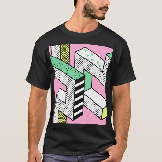 Abstracte Memphis: 80s geometrische vormen. T-shirt (Voorkant)