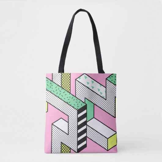 Abstracte Memphis: 80s geometrische vormen. Tote Bag (Voorkant)