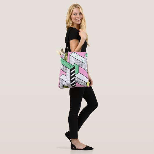 Abstracte Memphis: 80s geometrische vormen. Tote Bag (Op model)