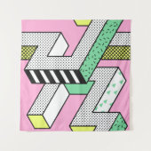 Abstracte Memphis: 80s geometrische vormen. Wandkleed (Voorkant (horizontaal))