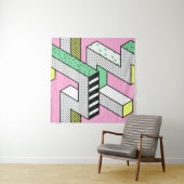 Abstracte Memphis: 80s geometrische vormen. Wandkleed (In situ)