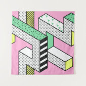 Abstracte Memphis: 80s geometrische vormen. Wandkleed (Voorkant)