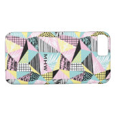 Abstracte Memphis Pattern aangepaste monogram hoes (Achterkant (Horizontaal))