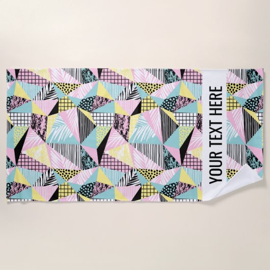 Abstracte Memphis Pattern aangepaste teksthanddoek Strandlaken (Voorkant)
