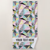Abstracte Memphis Pattern aangepaste teksthanddoek Strandlaken (Voorkant)