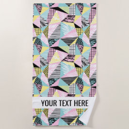 Abstracte Memphis Pattern aangepaste teksthanddoek Strandlaken