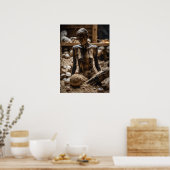 Abstracte mens in Rotten Wood Lodge met paddenstoe Poster (Keuken)