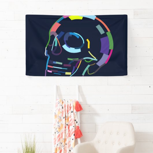 Abstracte menselijke schedel spandoek (Insitu)