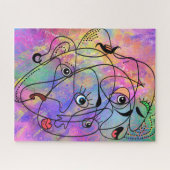 Abstracte mensen zien beelden van de filmstijl van legpuzzel (Horizontaal)