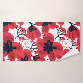 Abstracte, met de hand getekende rode bloemen naad badhanddoek (Badhanddoek)