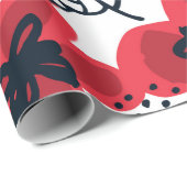 Abstracte, met de hand getekende rode bloemen naad cadeaupapier (Rol Hoek)
