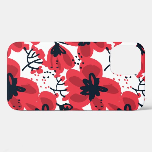 Abstracte, met de hand getekende rode bloemen naad Case-Mate iPhone case (Achterkant (horizontaal))