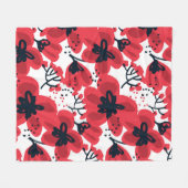 Abstracte, met de hand getekende rode bloemen naad fleece deken (Voorkant (Horizontaal))