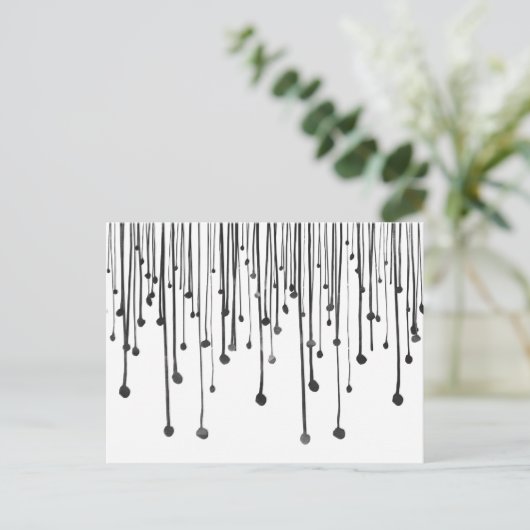 Abstracte, met de hand getrokken zwarte witte wate briefkaart (Staand voorkant)