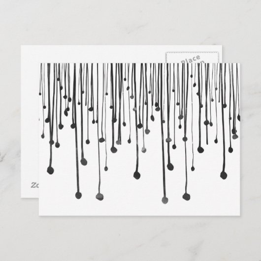 Abstracte, met de hand getrokken zwarte witte wate briefkaart (Voorkant / Achterkant)