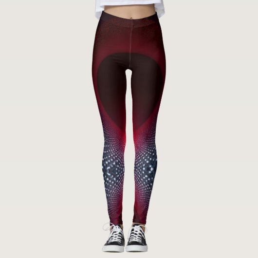 Abstracte Metallic Echo Kamer met Rode Geluidsgolf Leggings (Voorkant)