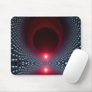 Abstracte Metallic Echo Kamer met Rode Geluidsgolf Muismat