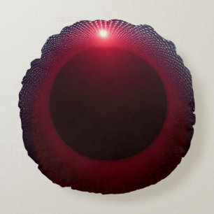 Abstracte Metallic Echo Kamer met Rode Geluidsgolf Rond Kussen